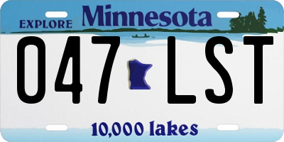 MN license plate 047LST