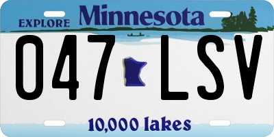 MN license plate 047LSV