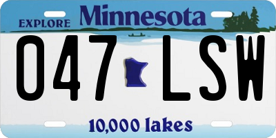MN license plate 047LSW
