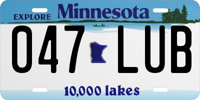 MN license plate 047LUB