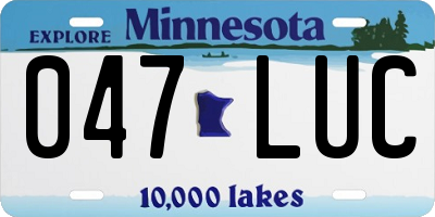 MN license plate 047LUC
