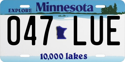 MN license plate 047LUE