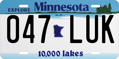 MN license plate 047LUK