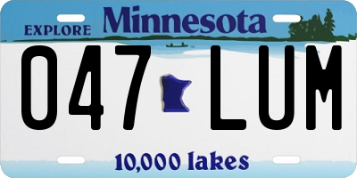 MN license plate 047LUM