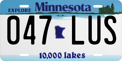 MN license plate 047LUS