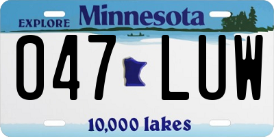 MN license plate 047LUW