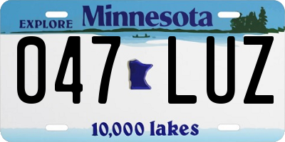 MN license plate 047LUZ