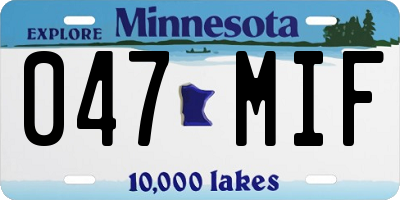 MN license plate 047MIF