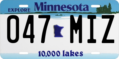 MN license plate 047MIZ