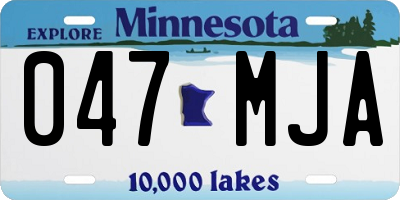 MN license plate 047MJA
