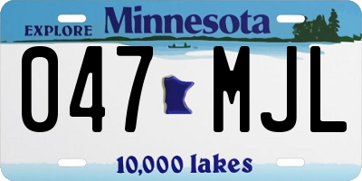 MN license plate 047MJL