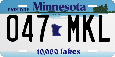 MN license plate 047MKL
