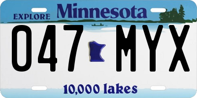 MN license plate 047MYX