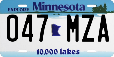 MN license plate 047MZA