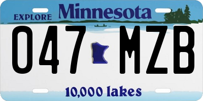 MN license plate 047MZB