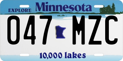 MN license plate 047MZC