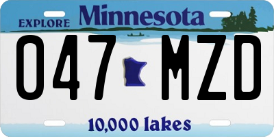 MN license plate 047MZD