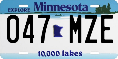 MN license plate 047MZE