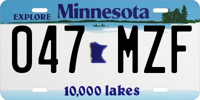 MN license plate 047MZF