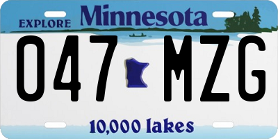 MN license plate 047MZG