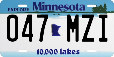 MN license plate 047MZI