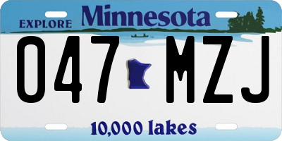 MN license plate 047MZJ