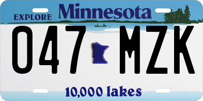 MN license plate 047MZK