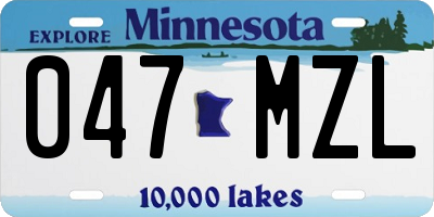 MN license plate 047MZL