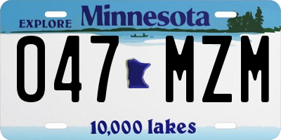 MN license plate 047MZM