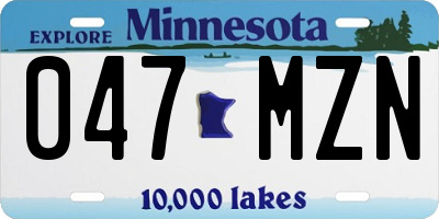 MN license plate 047MZN
