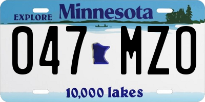 MN license plate 047MZO