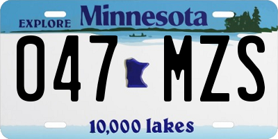 MN license plate 047MZS