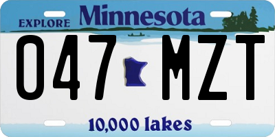 MN license plate 047MZT
