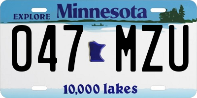 MN license plate 047MZU