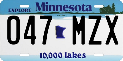 MN license plate 047MZX
