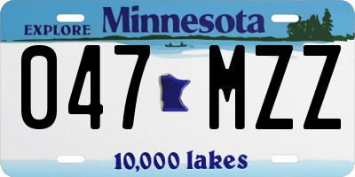 MN license plate 047MZZ