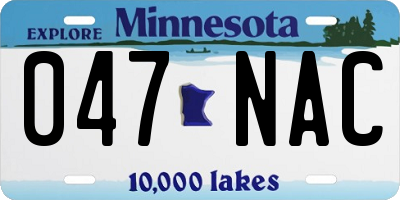 MN license plate 047NAC