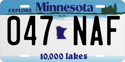 MN license plate 047NAF
