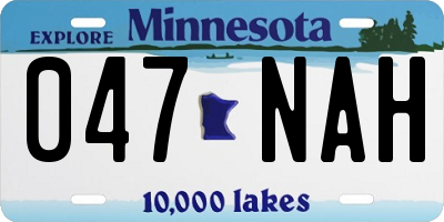 MN license plate 047NAH