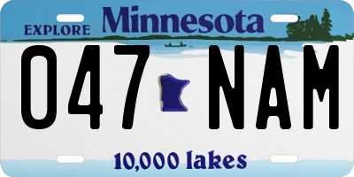 MN license plate 047NAM