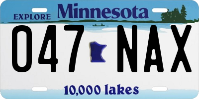 MN license plate 047NAX