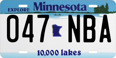 MN license plate 047NBA
