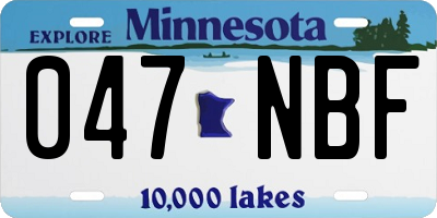 MN license plate 047NBF