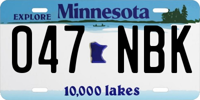 MN license plate 047NBK