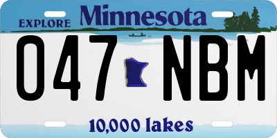 MN license plate 047NBM