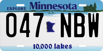 MN license plate 047NBW
