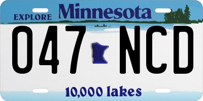 MN license plate 047NCD