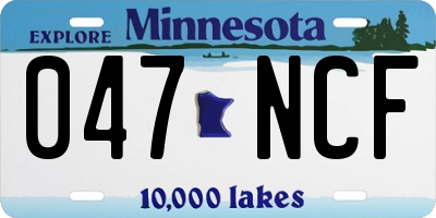 MN license plate 047NCF