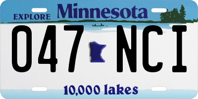 MN license plate 047NCI