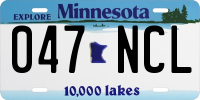 MN license plate 047NCL